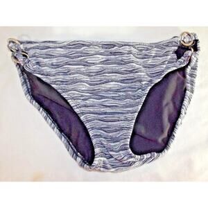 AQUA SOLEIL BIKINI BOTTOM - Black/White Wave Pattern - Size Small - Swimwear